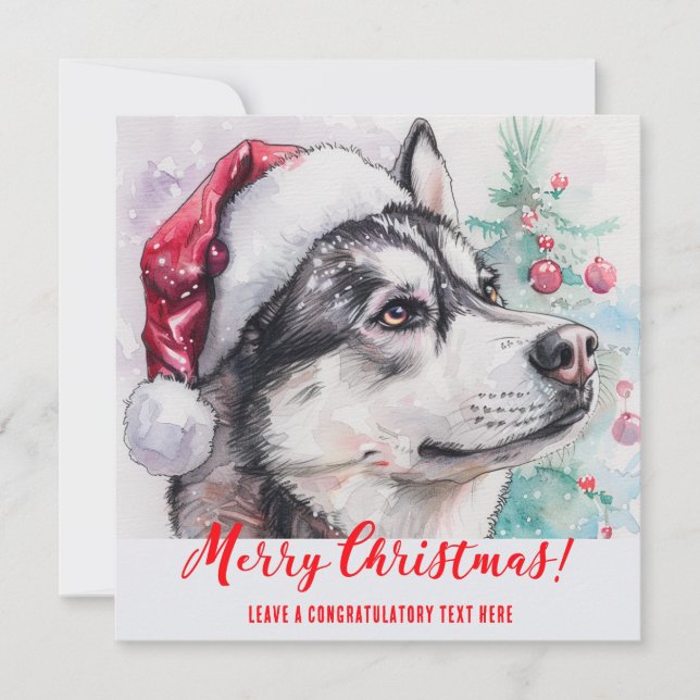 Personalisierter sibirischer Husky-Urlaub Feiertagskarte (Vorderseite)