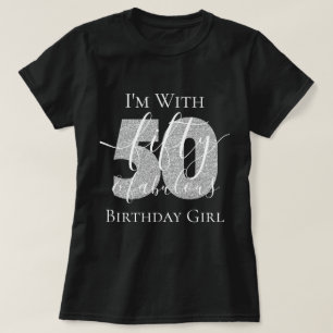 Personalisierter Silber 50 Fab Geburtstags-Glitzer T-Shirt