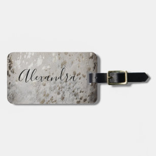 Personalisierter Silber-Cowhide-Tag Gepäckanhänger