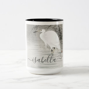 Personalisierter Silberreiher Küsten Vogel Zweifarbige Tasse