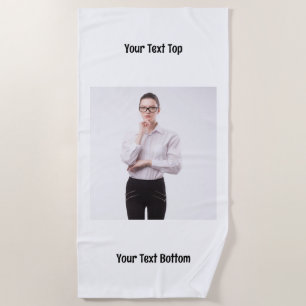Personalisierter Single Foto mit zwei Zeilen Text Strandtuch