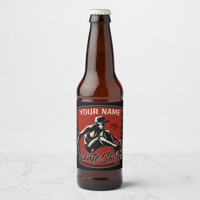 Personalisierter Skate Shop Schnupperklettern Skat Bierflaschenetikett (Vorderseite)