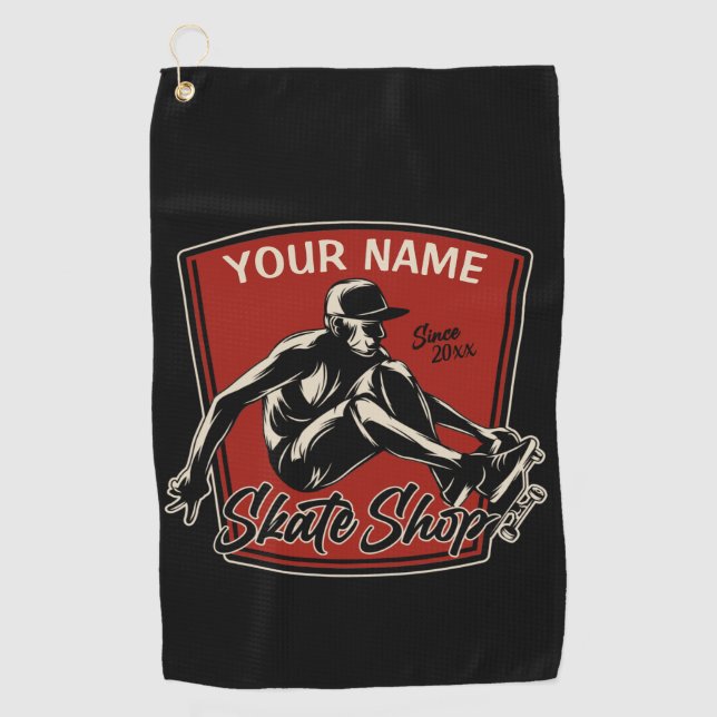 Personalisierter Skate Shop Schnupperklettern Skat Golfhandtuch (Vorderseite)