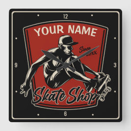 Personalisierter Skate Shop Schnupperklettern Skat Quadratische Wanduhr