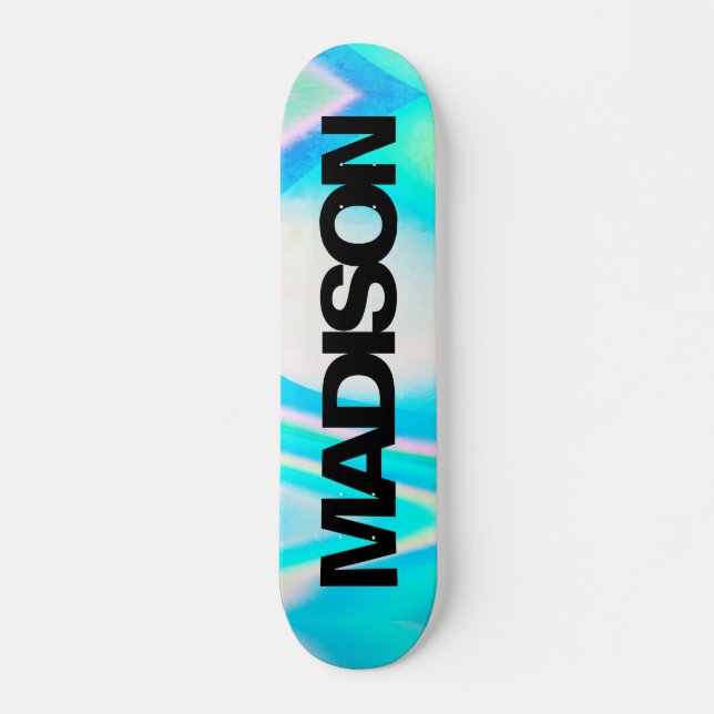 Personalisierter Skateboard Name Türkis Blue Wave (Vorne)