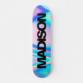 Personalisierter Skateboardname Black Holographic Skateboard
