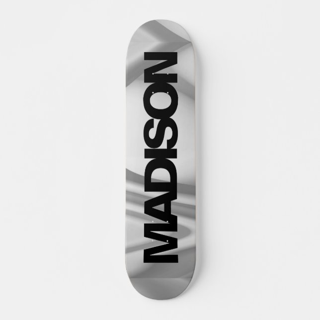 Personalisierter Skateboardname Schwarz Grau Cool Skateboard (Vorne)