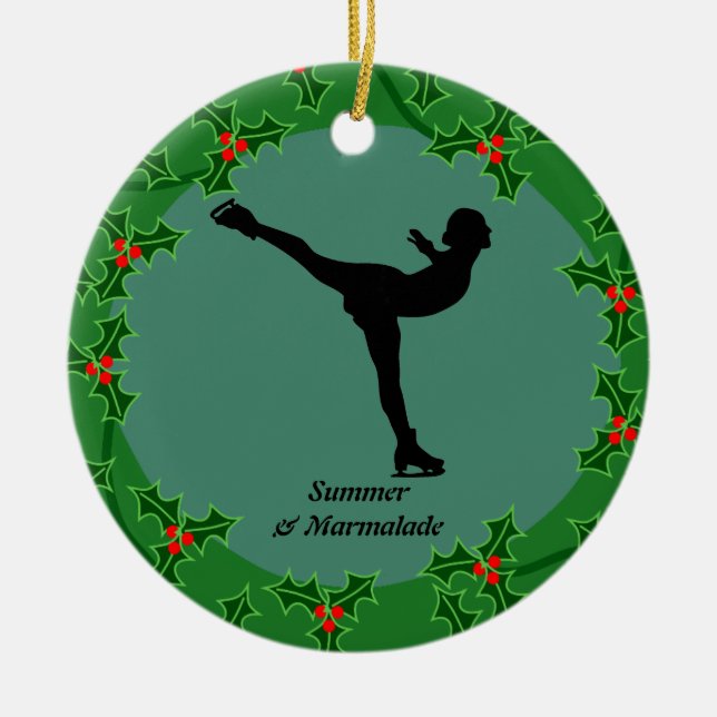 Personalisierter Skater auf Eis Keramikornament (Vorne)