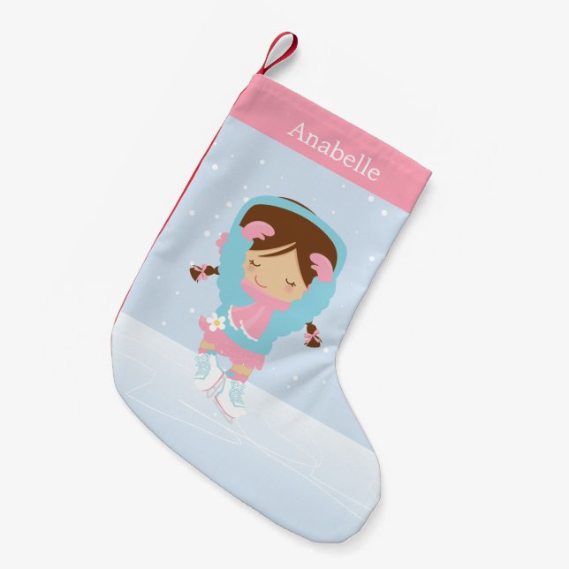 Personalisierter Skater mit niedlicher Kleiner Abb Weihnachtsstrumpf (Vorderansicht (hängend))