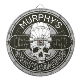 Personalisierter Skater NAME Skull Skateboarding S Dartscheibe
