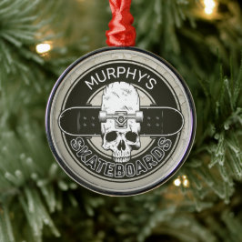 Personalisierter Skater NAME Skull Skateboarding S Ornament Aus Metall