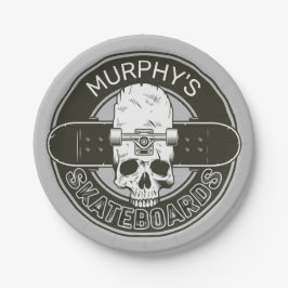 Personalisierter Skater NAME Skull Skateboarding S Pappteller