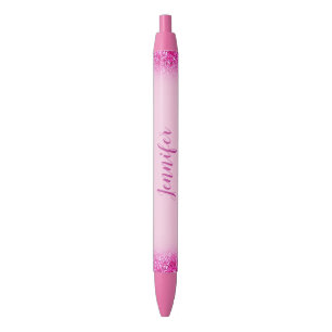Personalisierter Skriptname Girly Pink Glitter Tre Kugelschreiber