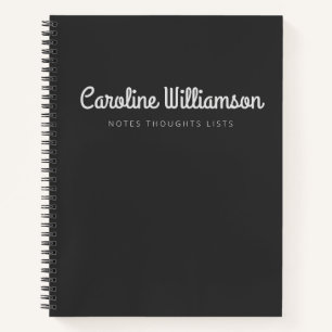 Personalisierter Skriptname Modern Schwarz und Wei Notizbuch