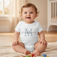 Personalisierter Skriptname Monogramm Babyblau