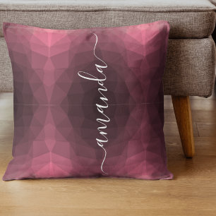 Personalisierter Skriptname Rosa Geometrie Kissen
