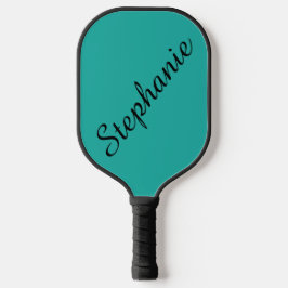 Personalisierter Skriptname Türkis und Schwarz Pickleball Schläger