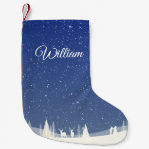 Personalisierter Skriptname Winter-Schnee-Szene Kleiner Weihnachtsstrumpf