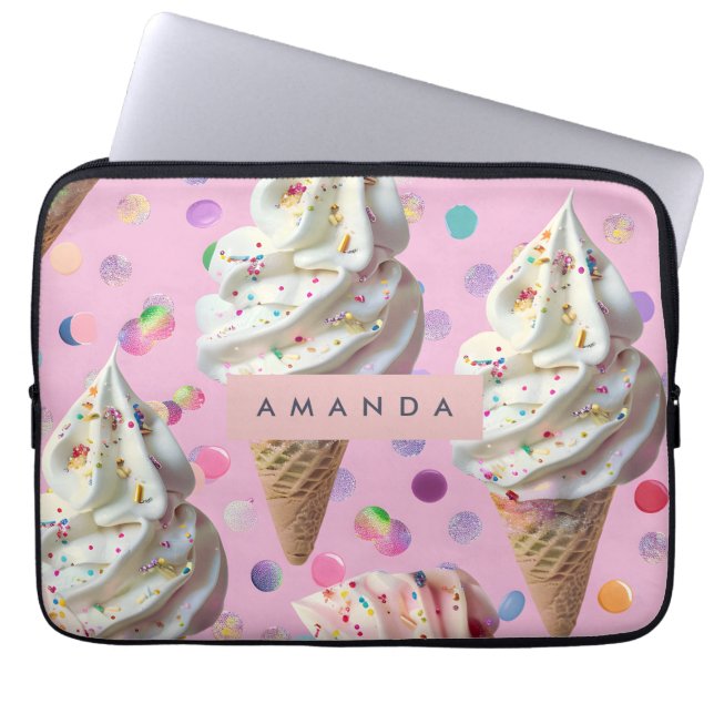 Personalisierter skurriler Pastell-Eiscreme-Traum Laptopschutzhülle (Vorderseite)