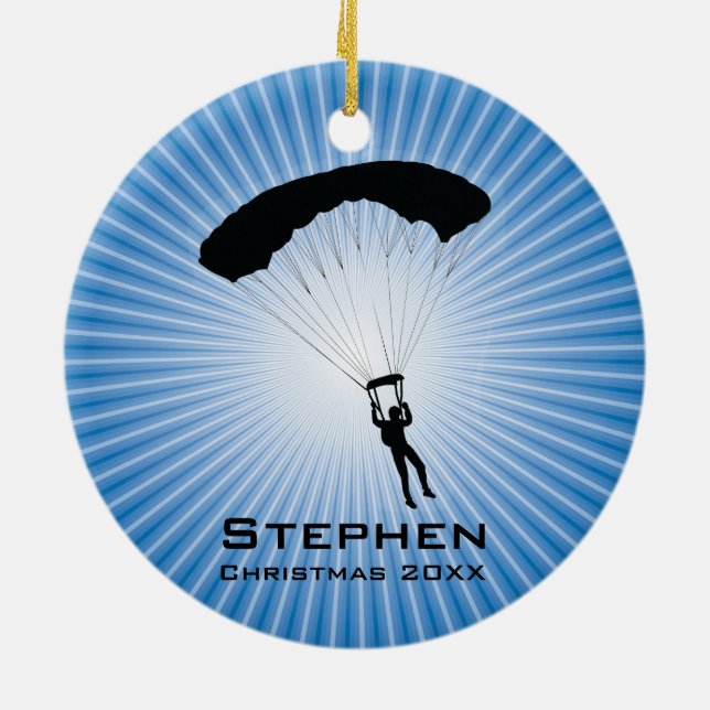 Personalisierter Sky Diving Parachuting Ornament (Hinten)