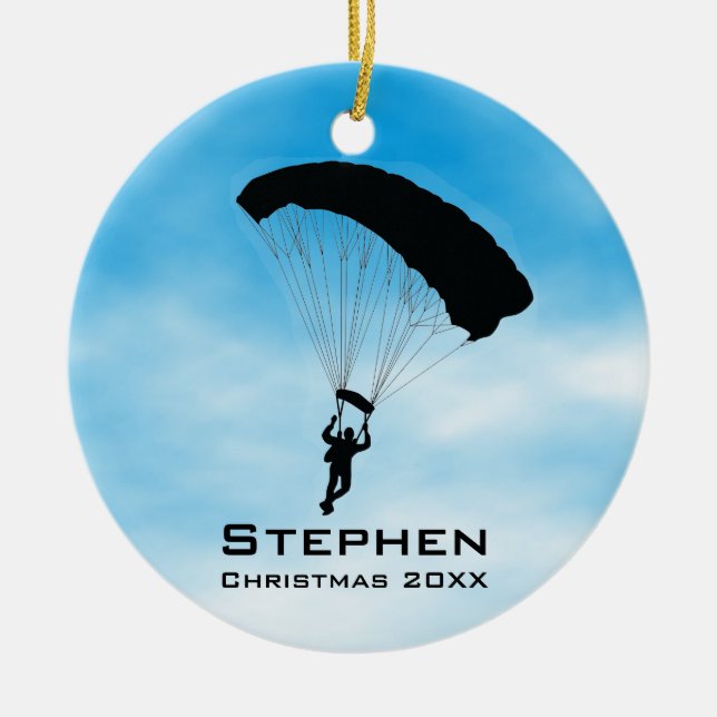 Personalisierter Sky Diving Parachuting Ornament (Vorne)