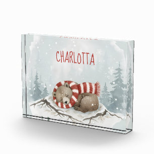 Personalisierter Sleeping Bear Foto-Block, Maßgefe Fotoblock