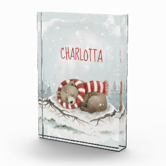 Personalisierter Sleeping Bear Foto-Block, Maßgesc Fotoblock