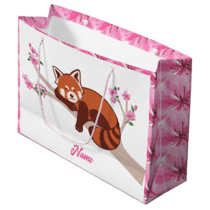 Personalisierter "Sleepy Red Panda" Kirschblossom Große Geschenktüte