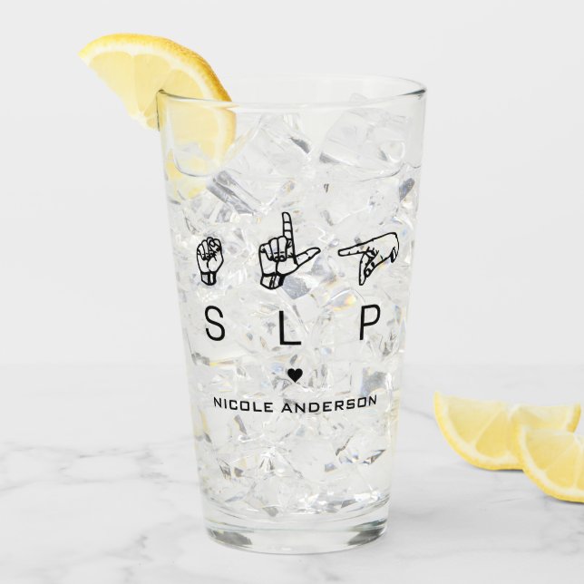 Personalisierter SLP-Sprachpathologe ASL Glas (Vorderseite Ice)