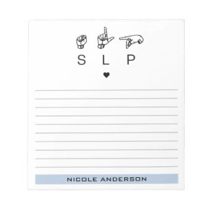 Personalisierter SLP-Sprachpathologe ASL Notizblock
