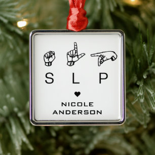 Personalisierter SLP-Sprachpathologe ASL Ornament Aus Metall