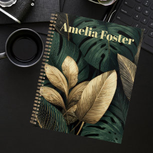 Personalisierter Smaragd-Gold-Tropenblatt-Planer Planer
