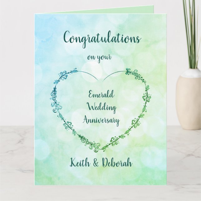 Personalisierter Smarald Wedding Jahrestag Karte (Vorderseite)