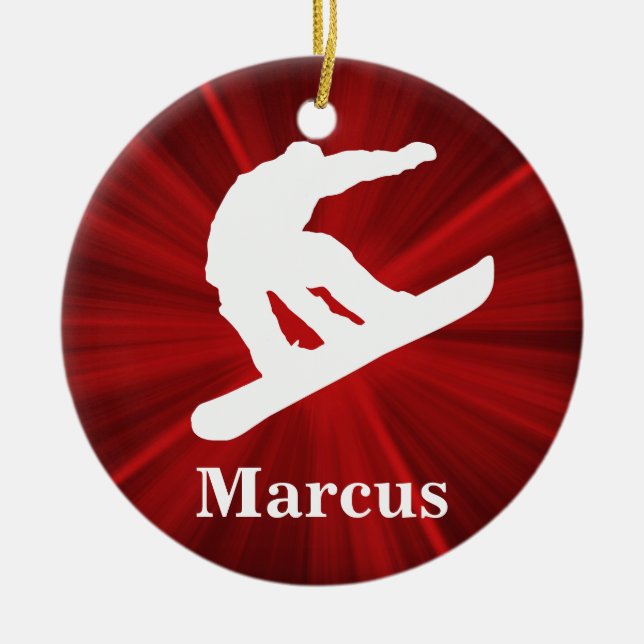 Personalisierter Snowboarden-Ornament der Roten St Keramik Ornament (Vorne)