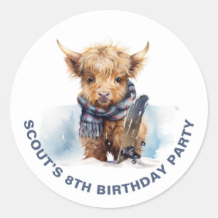 Personalisierter Snowboarden-Sticker Runder Aufkleber