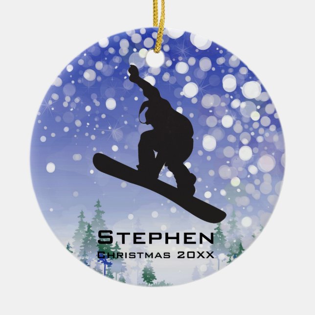 Personalisierter Snowboarder Keramikornament (Vorne)