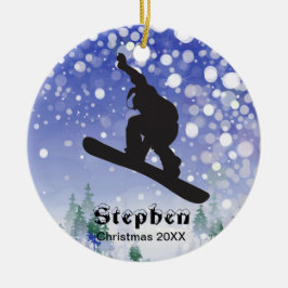 Personalisierter Snowboarder Keramikornament