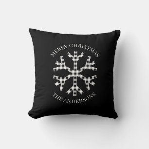 Personalisierter Snowflake Schwarz-weiß Buffalo Ka Kissen