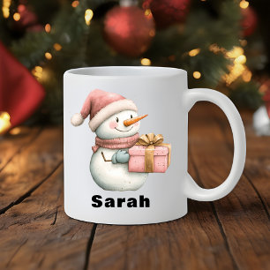 Personalisierter Snowman Holding-Individuelle Name Kaffeetasse