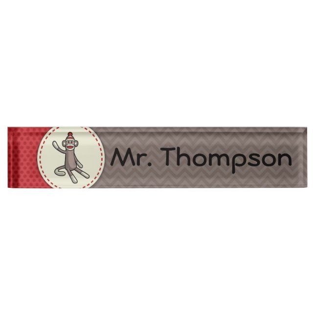 Personalisierter Socken-Affe-Namensschild Namensplakette (Vorderseite)