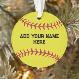 Personalisierter Softball mit individuellem Namen Ornament