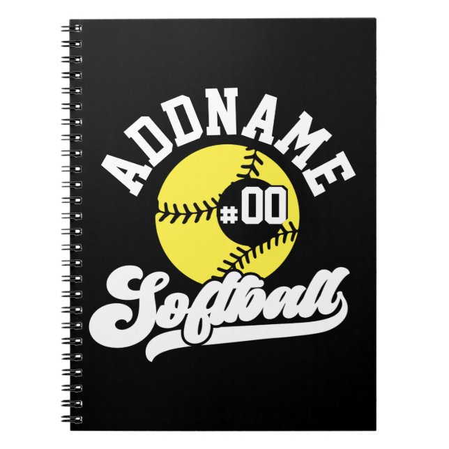 Personalisierter Softball-Spieler ADD NAME Retro-T Notizblock (Vorderseite)