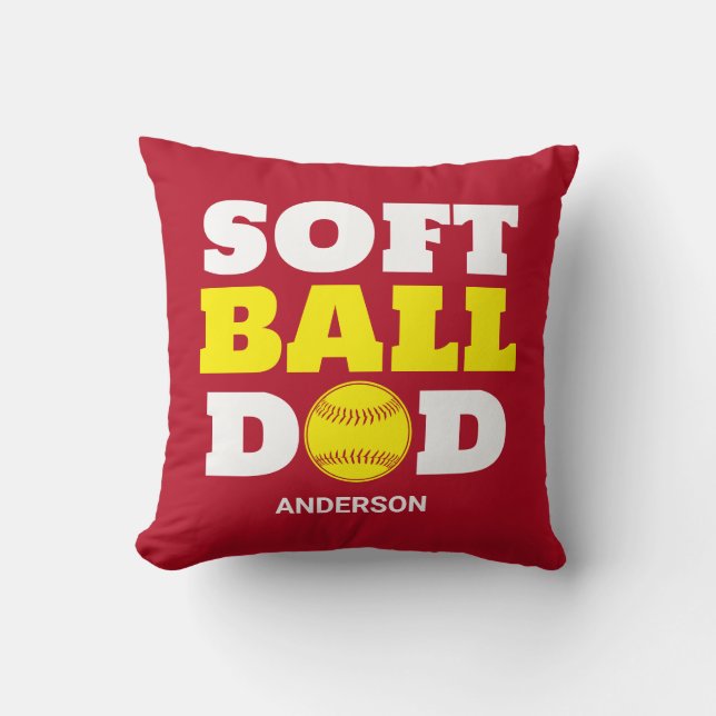 Personalisierter Softball Vater Vatertag Kissen (Vorderseite)