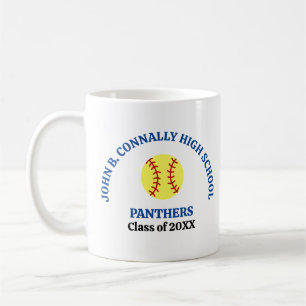 Personalisierter Softballspieler der Blue High Sch Kaffeetasse