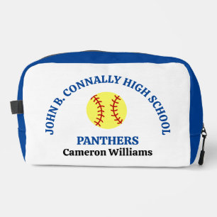 Personalisierter Softballspieler der Blue High Sch Waschbeutel