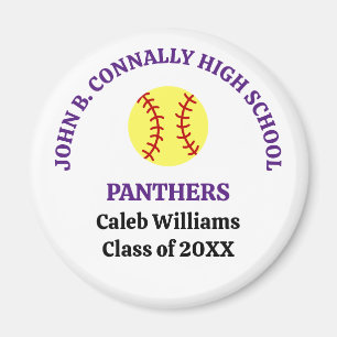 Personalisierter Softballspieler der Purple High S Magnet