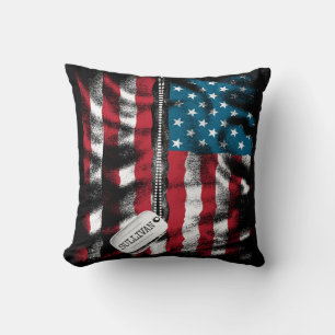 Personalisierter Soldat Hund Tags USA Flagge Kissen