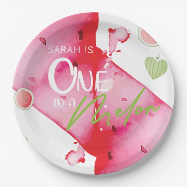 Personalisierter Sommer in Melon Niedlich Pappteller (Vorderseite)