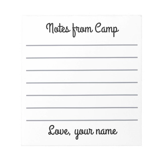 Personalisierter Sommercamp Notepad Notizblock (Vorderseite)