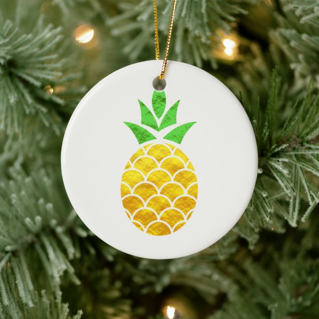 Personalisierter Sommerfoil Gold geometrische Anan Keramik Ornament (Baum)